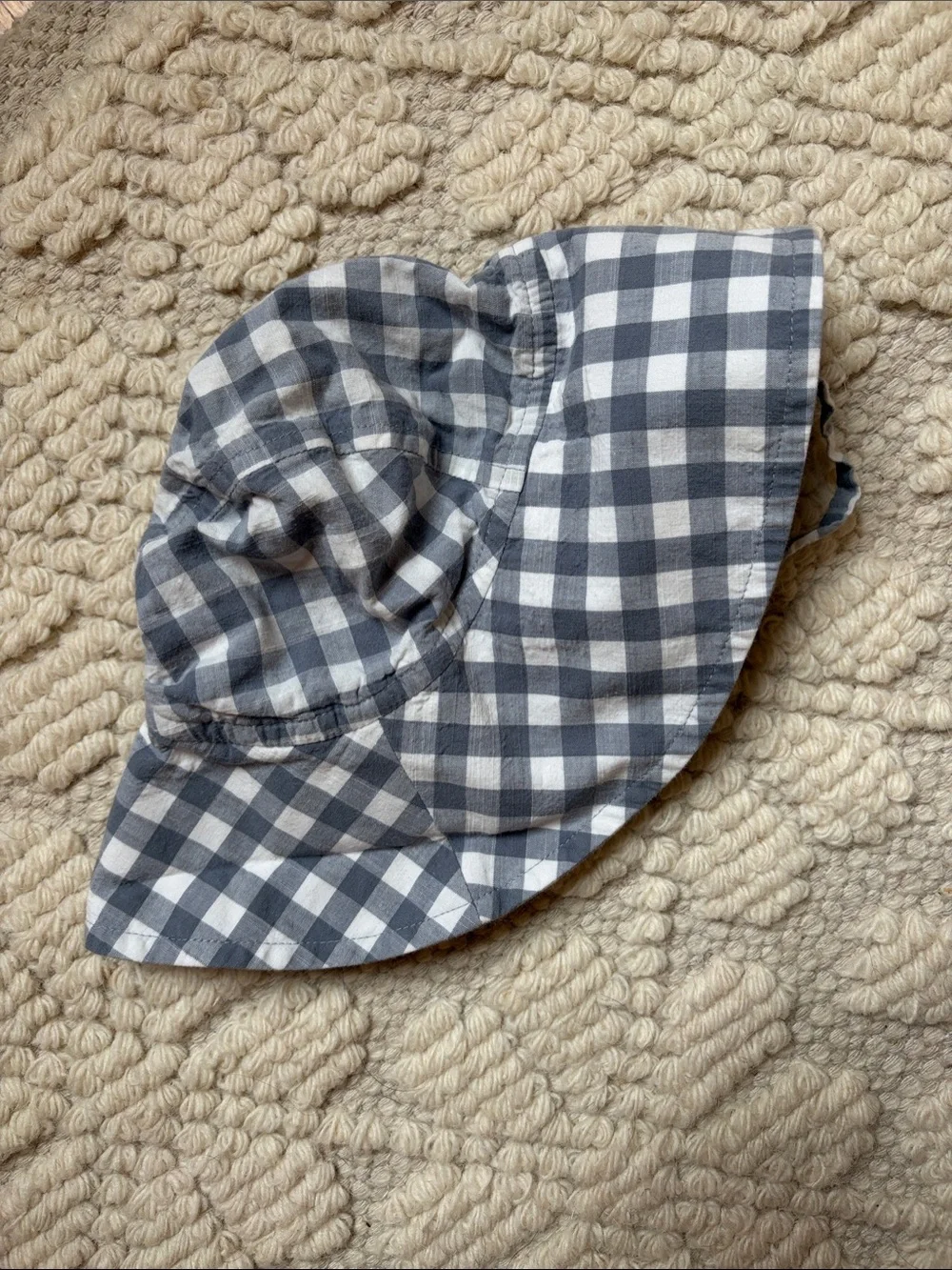 Baby Gingham Floppy Hat - Blue & White